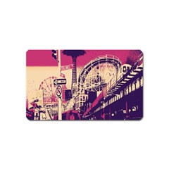 Pink City Retro Vintage Futurism Art Magnet (Name Card)