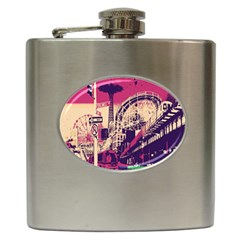 Pink City Retro Vintage Futurism Art Hip Flask (6 oz)