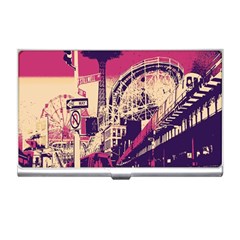 Pink City Retro Vintage Futurism Art Business Card Holders