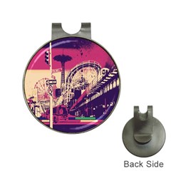 Pink City Retro Vintage Futurism Art Hat Clips with Golf Markers