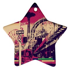 Pink City Retro Vintage Futurism Art Star Ornament (Two Sides)