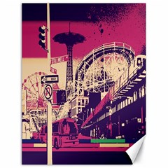 Pink City Retro Vintage Futurism Art Canvas 18  x 24  