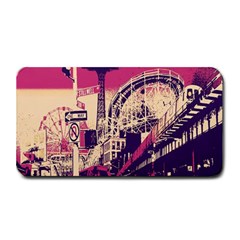 Pink City Retro Vintage Futurism Art Medium Bar Mats