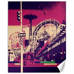 Pink City Retro Vintage Futurism Art Canvas 11  x 14  