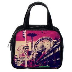 Pink City Retro Vintage Futurism Art Classic Handbags (One Side)