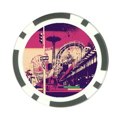 Pink City Retro Vintage Futurism Art Poker Chip Card Guard (10 pack)