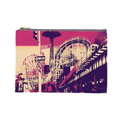 Pink City Retro Vintage Futurism Art Cosmetic Bag (Large) 