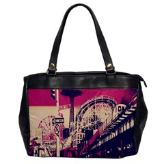 Pink City Retro Vintage Futurism Art Office Handbags