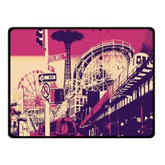 Pink City Retro Vintage Futurism Art Fleece Blanket (Small)