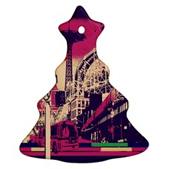 Pink City Retro Vintage Futurism Art Ornament (Christmas Tree) 