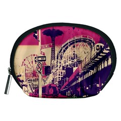 Pink City Retro Vintage Futurism Art Accessory Pouches (Medium) 