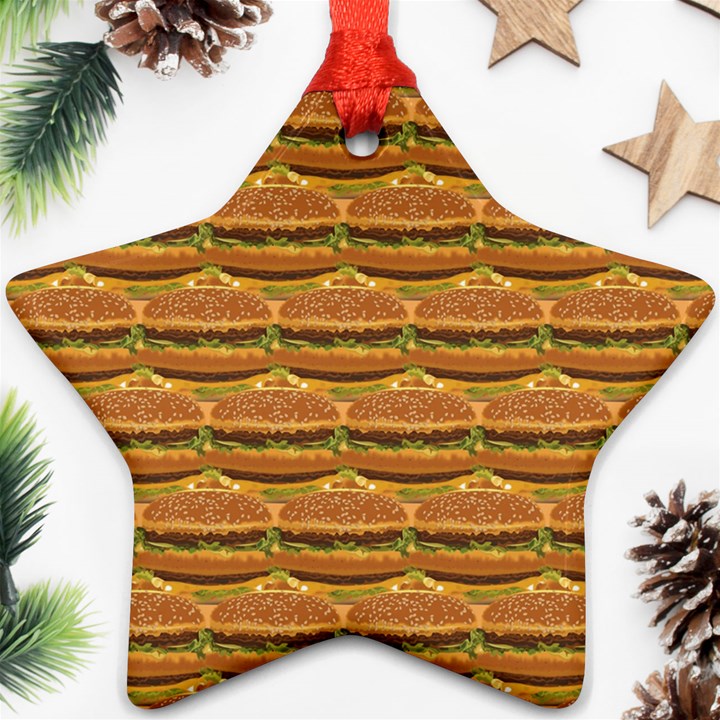 Delicious Burger Pattern Ornament (Star)