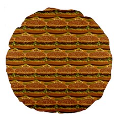 Delicious Burger Pattern Large 18  Premium Round Cushions by berwies