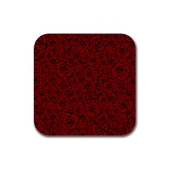 Red Roses Field Rubber Square Coaster (4 Pack)  by designworld65