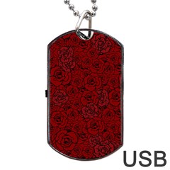 Red Roses Field Dog Tag Usb Flash (two Sides)