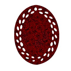 Red Roses Field Oval Filigree Ornament (two Sides)