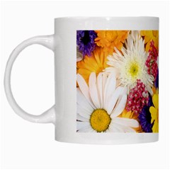 Colorful Flowers Pattern White Mugs