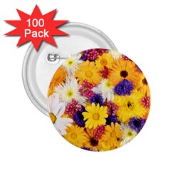 Colorful Flowers Pattern 2.25  Buttons (100 pack) 