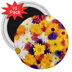 Colorful Flowers Pattern 3  Magnets (10 pack) 