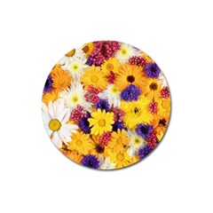 Colorful Flowers Pattern Magnet 3  (Round)