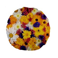 Colorful Flowers Pattern Standard 15  Premium Flano Round Cushions