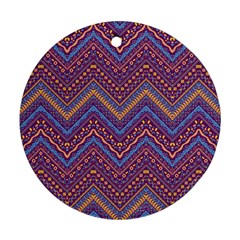 Colorful Ethnic Background With Zig Zag Pattern Design Ornament (round) by TastefulDesigns