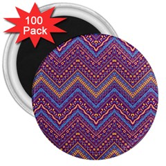 Colorful Ethnic Background With Zig Zag Pattern Design 3  Magnets (100 Pack) by TastefulDesigns