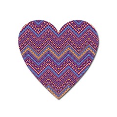 Colorful Ethnic Background With Zig Zag Pattern Design Heart Magnet by TastefulDesigns