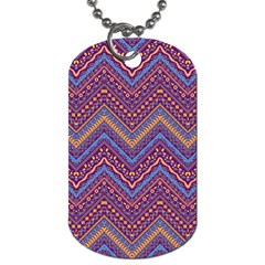 Colorful Ethnic Background With Zig Zag Pattern Design Dog Tag (two Sides) by TastefulDesigns