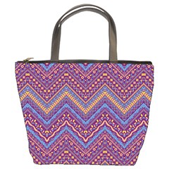 Colorful Ethnic Background With Zig Zag Pattern Design Bucket Bags by TastefulDesigns