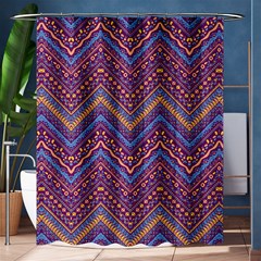 Colorful Ethnic Background With Zig Zag Pattern Design Shower Curtain 60  X 72  (medium)  by TastefulDesigns