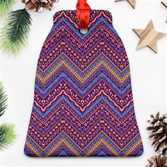 Colorful Ethnic Background With Zig Zag Pattern Design Ornament (bell) by TastefulDesigns