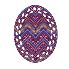 Colorful Ethnic Background With Zig Zag Pattern Design Ornament (oval Filigree) by TastefulDesigns