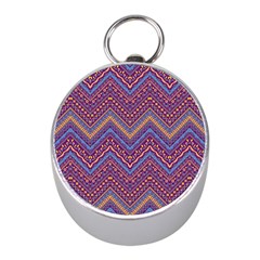 Colorful Ethnic Background With Zig Zag Pattern Design Mini Silver Compasses by TastefulDesigns