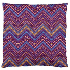 Colorful Ethnic Background With Zig Zag Pattern Design Large Flano Cushion Case (two Sides) by TastefulDesigns