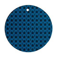 Lion Vs Gazelle Damask In Teal Ornament (round)