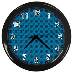 Lion Vs Gazelle Damask In Teal Wall Clocks (black)