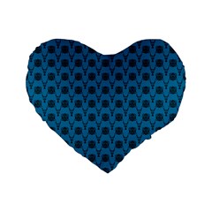 Lion Vs Gazelle Damask In Teal Standard 16  Premium Flano Heart Shape Cushions