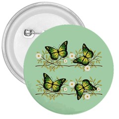 Four Green Butterflies 3  Buttons by linceazul