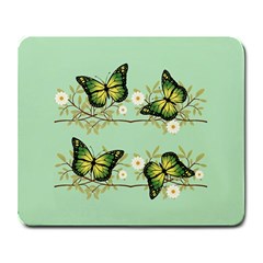 Four Green Butterflies Large Mousepads by linceazul