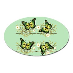 Four Green Butterflies Oval Magnet by linceazul