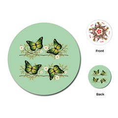 Four Green Butterflies Playing Cards (round)  by linceazul