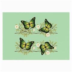 Four Green Butterflies Large Glasses Cloth by linceazul