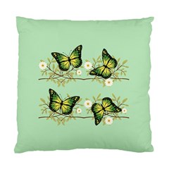 Four Green Butterflies Standard Cushion Case (one Side) by linceazul