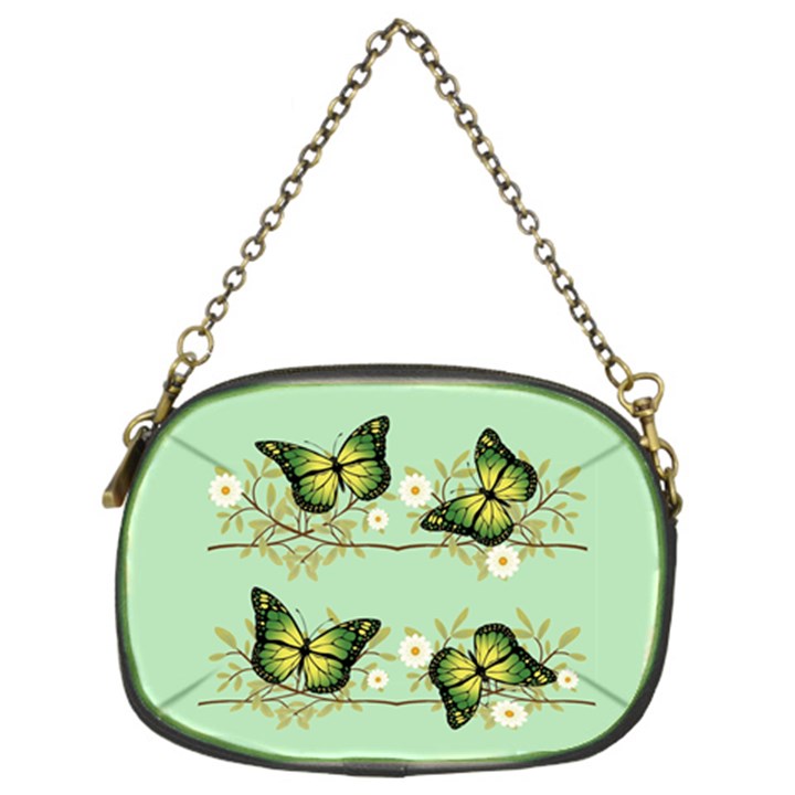 Four green butterflies Chain Purses (Two Sides) 