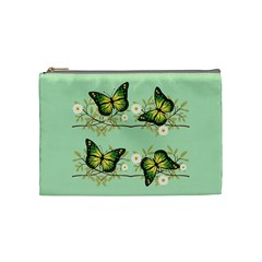 Four Green Butterflies Cosmetic Bag (medium)  by linceazul