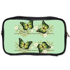 Four Green Butterflies Toiletries Bags 2-side by linceazul