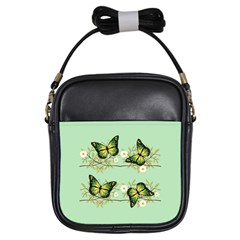 Four Green Butterflies Girls Sling Bags by linceazul