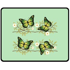 Four Green Butterflies Fleece Blanket (medium)  by linceazul