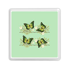 Four Green Butterflies Memory Card Reader (square)  by linceazul